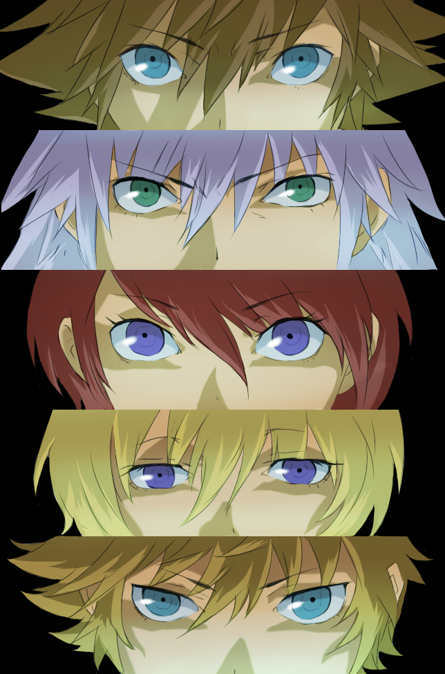 sora, roxas, kairi, riku, and namine (persona and 1 more) drawn by katou_(one03)