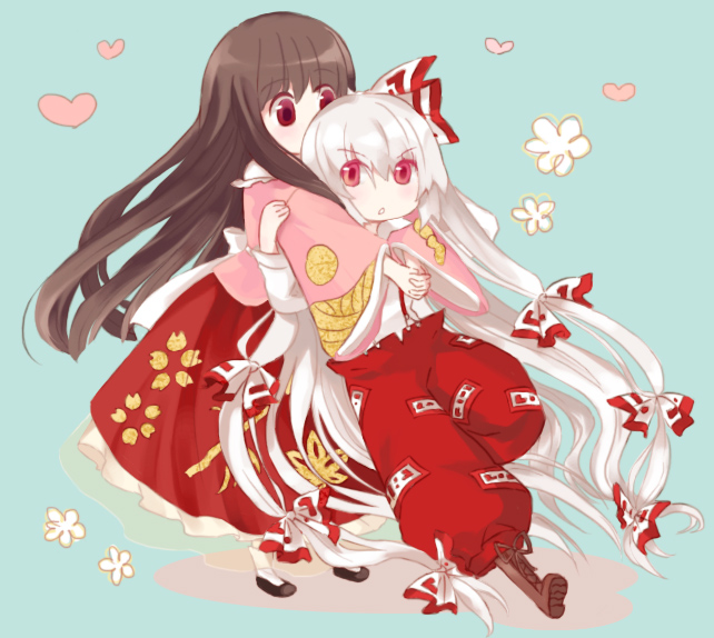 fujiwara no mokou and houraisan kaguya (touhou) drawn by hisa