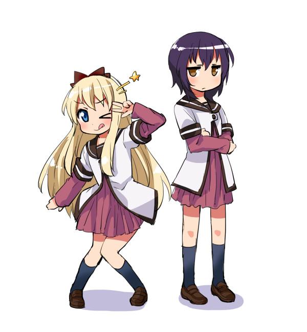 toshinou kyouko and funami yui (yuruyuri) drawn by kurokawa_makoto