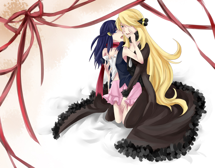 dawn and cynthia (pokemon and 1 more) drawn by fukiyu_(fhxyhky)