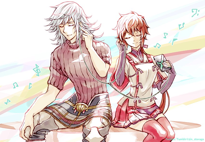 lora and jin (xenoblade chronicles and 2 more) drawn by zin_(mame_denkyu)