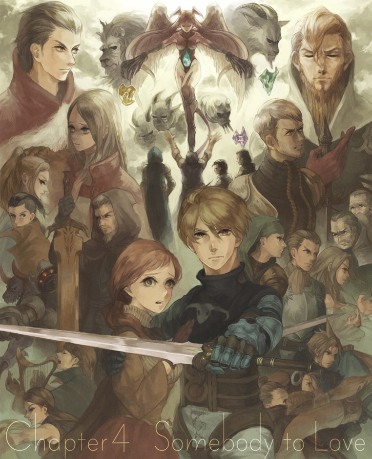 cloud strife, ramza beoulve, ultima, ovelia atkascha, delita heiral, and 18 more (final fantasy and 1 more) drawn by pr_(puru)