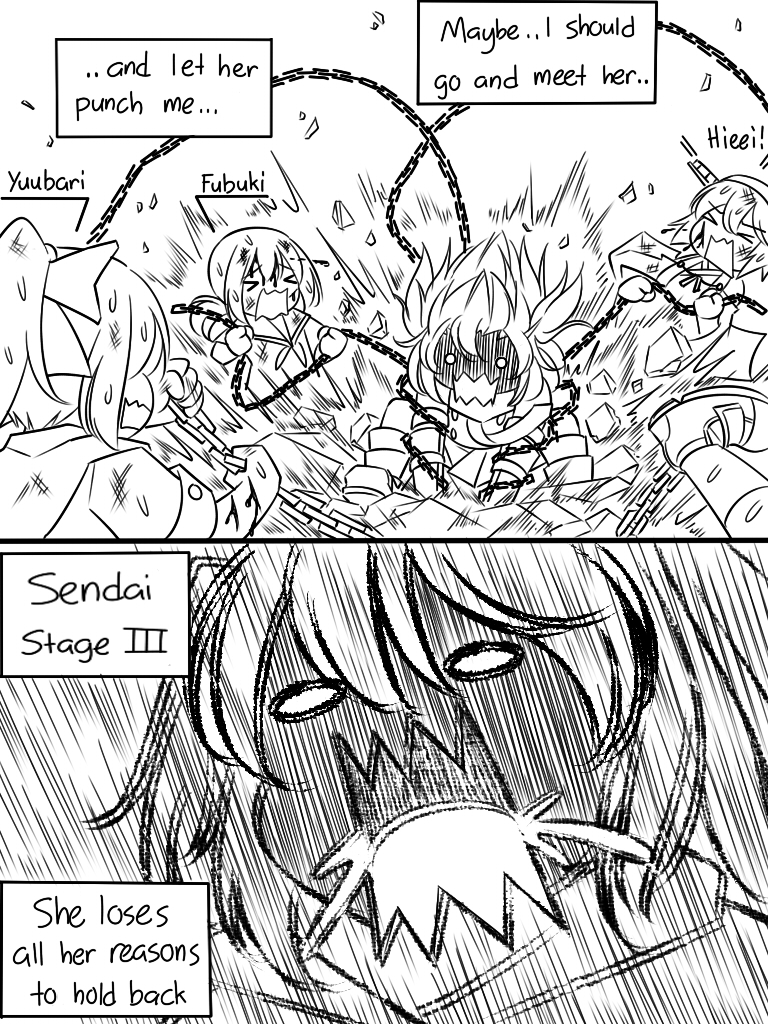 fubuki, sendai, hiei, and yuubari (kantai collection) drawn by guin_guin