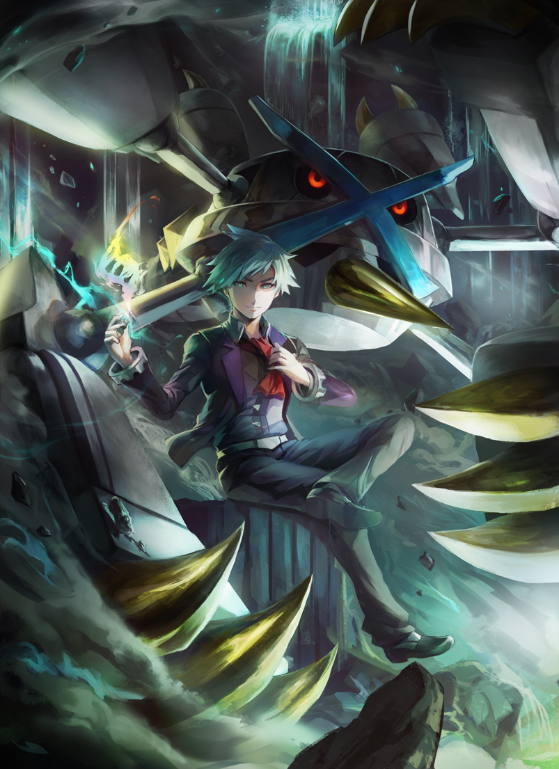 steven stone, metagross, and mega metagross (pokemon and 1 more) drawn by r-sraven