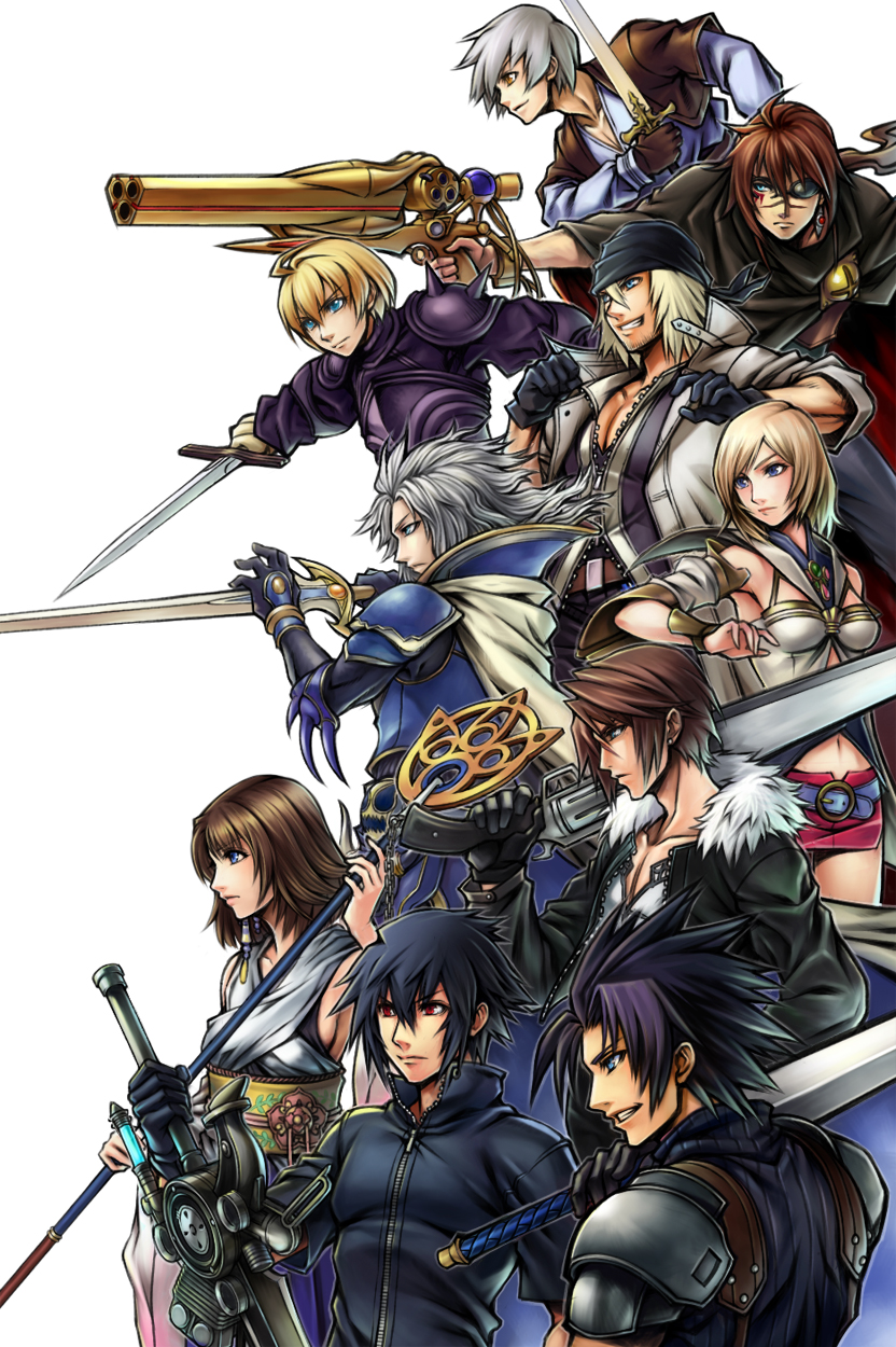 zack fair, squall leonhart, yuna, noctis lucis caelum, ramza beoulve, and 5 more (final fantasy and 11 more) drawn by irie