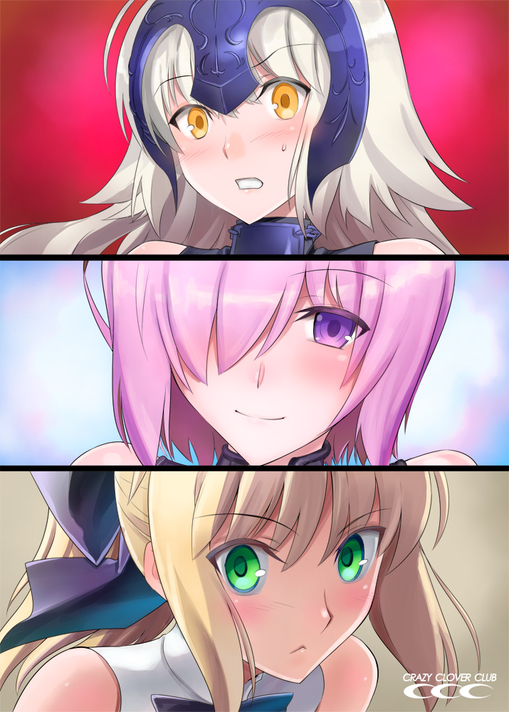 artoria pendragon, mash kyrielight, jeanne d'arc alter, and saber lily (fate and 1 more) drawn by shirotsumekusa