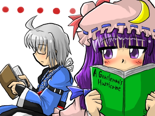 patchouli knowledge and morichika rinnosuke (touhou) drawn by enokuma_uuta