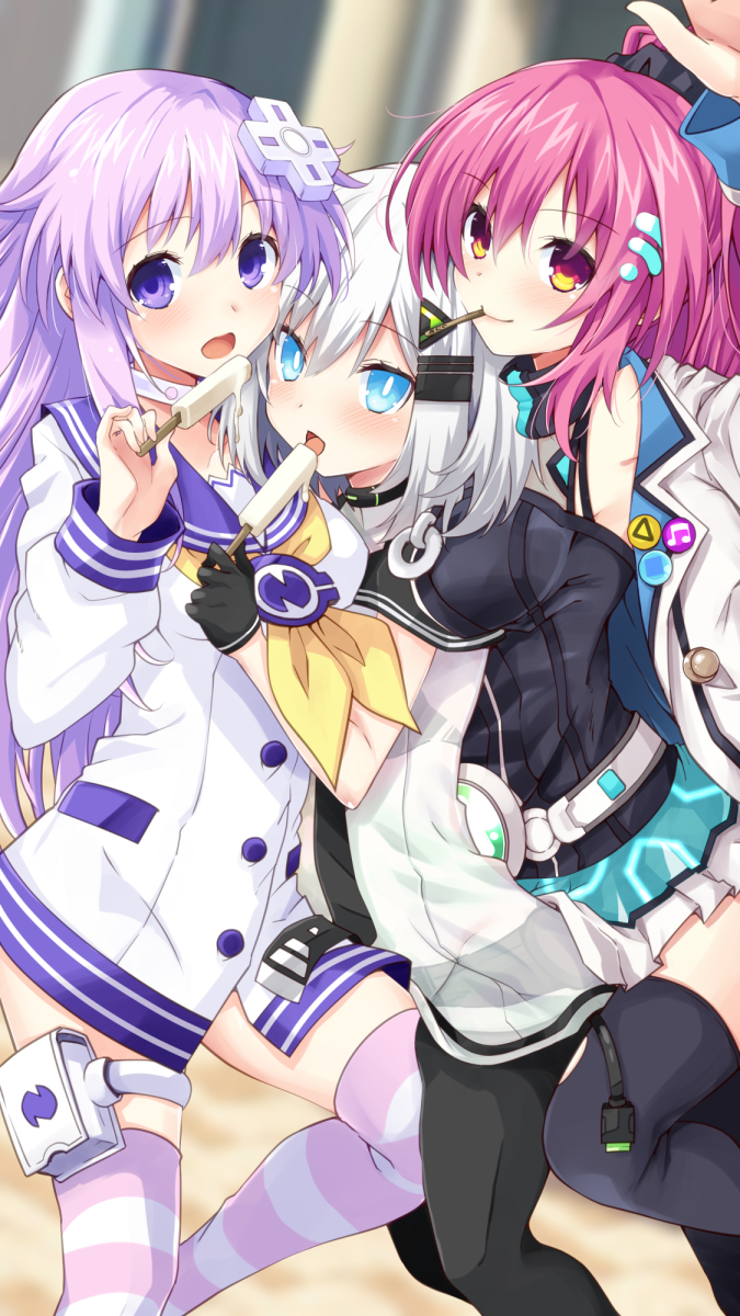 nepgear, maho, and anri (neptune and 1 more) drawn by iwashi_dorobou_-r-