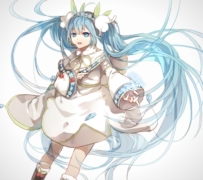 hatsune miku and yuki miku (vocaloid) drawn by fre_(haochilanzuo)
