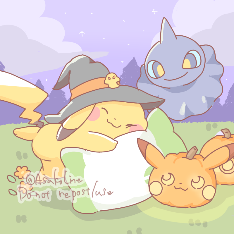 pikachu and shuppet (pokemon and 1 more) drawn by asakoline