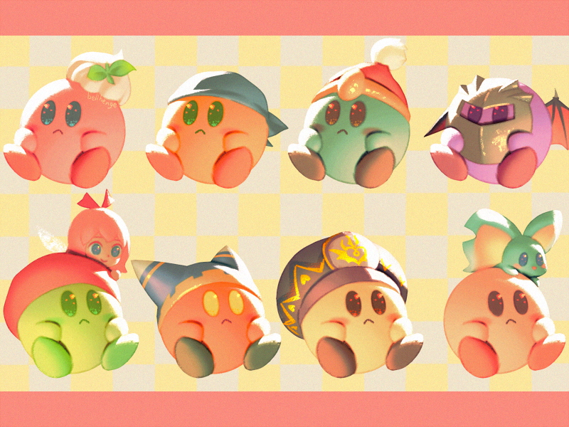 kirby, meta knight, king dedede, magolor, bandana waddle dee, and 4 more (kirby and 1 more) drawn by bellhenge