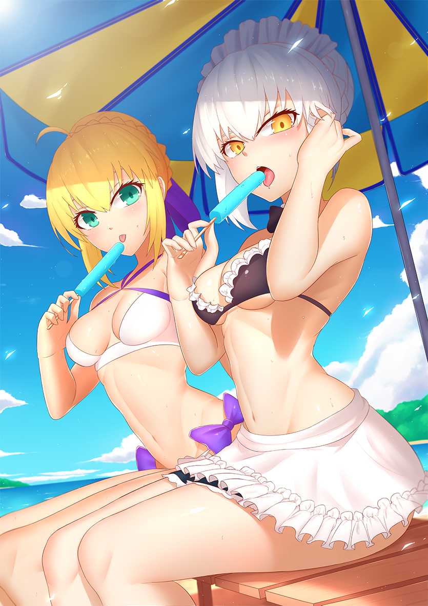 artoria pendragon and saber alter (fate and 1 more) drawn by bu_li