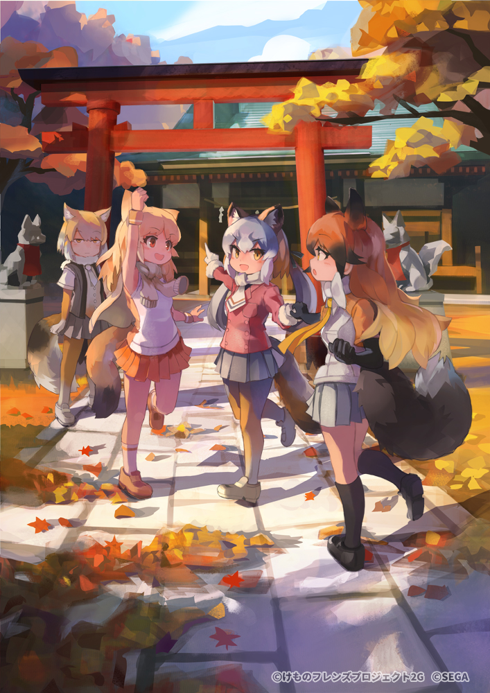 island fox, tibetan fox, red fox, and pale fox (kemono friends and 1 more) drawn by saltlaver