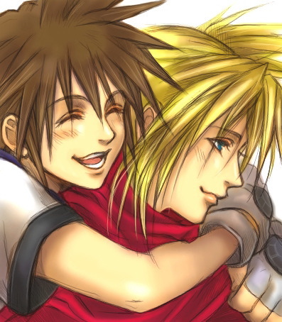 cloud strife and sora (final fantasy and 3 more) drawn by popochan-f
