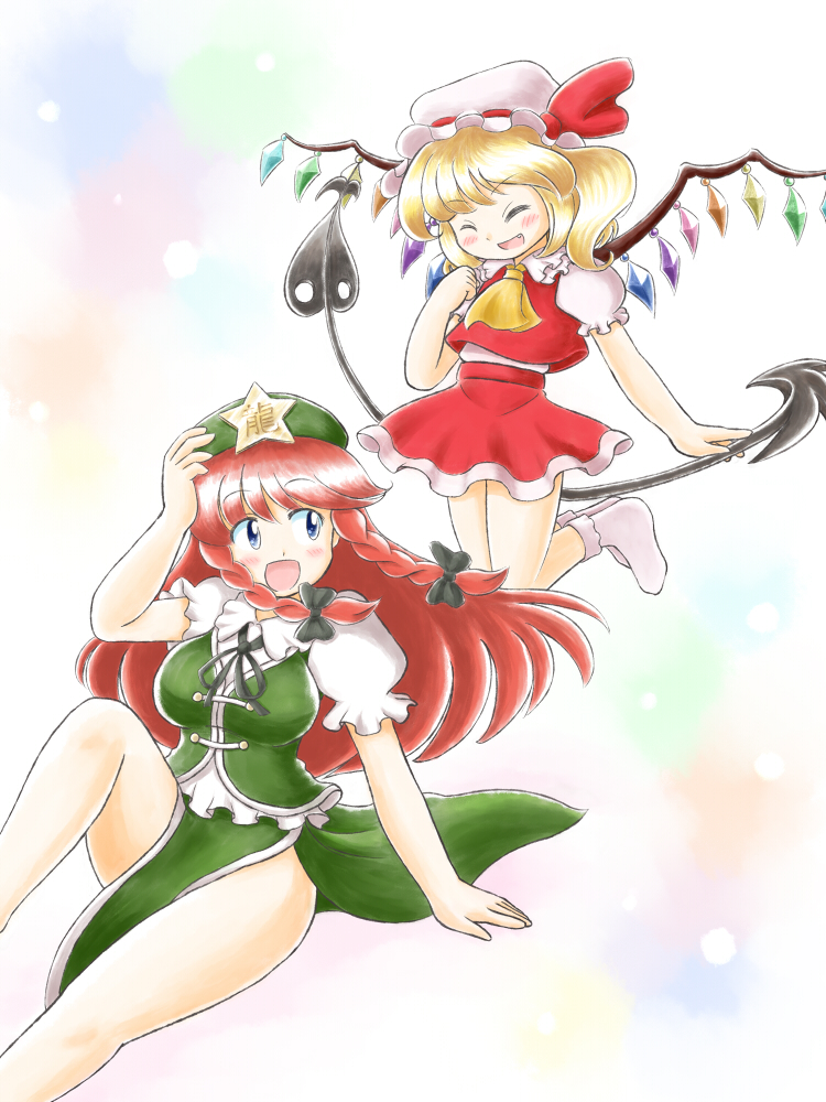 flandre scarlet and hong meiling (touhou) drawn by nitamago