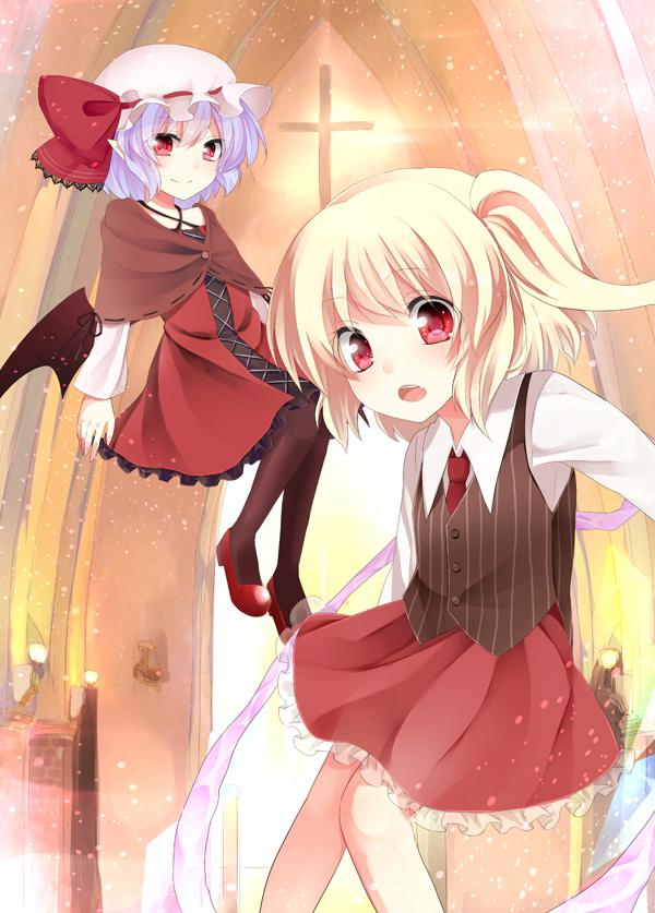 remilia scarlet and flandre scarlet (touhou) drawn by asa_(coco)