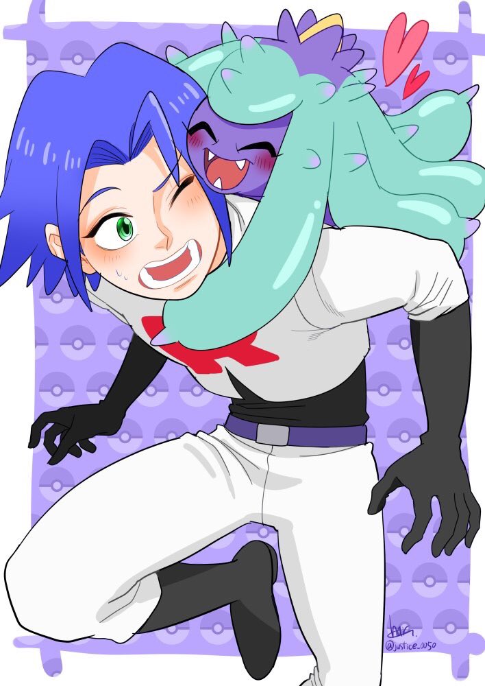 james and mareanie (pokemon and 1 more) drawn by haru_56