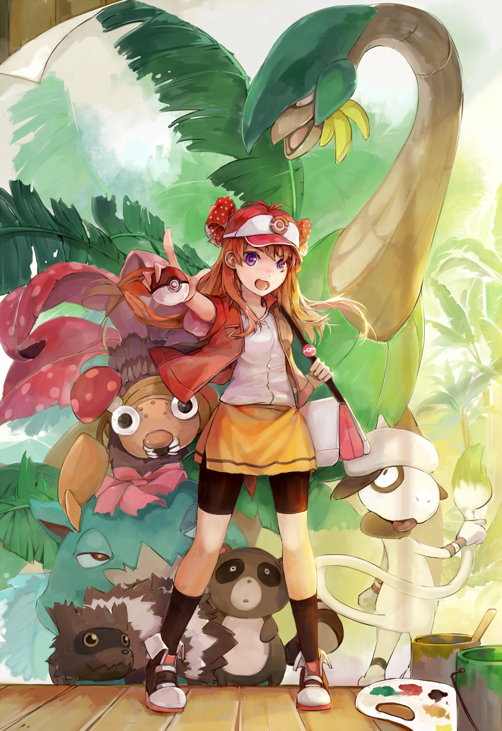 venusaur, sakura chiyo, smeargle, paras, tropius, and 1 more (pokemon and 1 more) drawn by spark_(sandro)