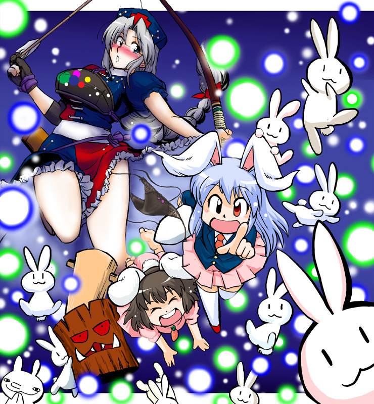 reisen udongein inaba, inaba tewi, and yagokoro eirin (touhou) drawn by azuki_osamitsu