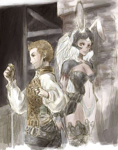fran and balthier (final fantasy and 1 more) drawn by fukuhara_tetsuya