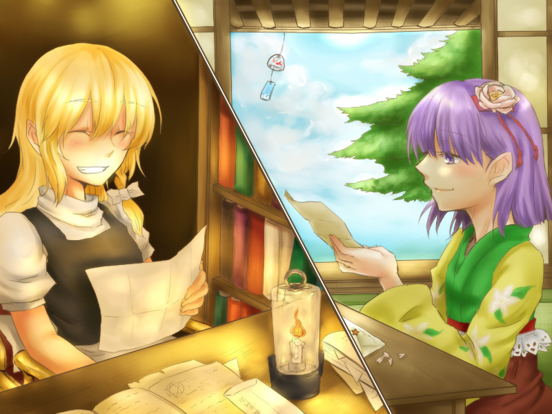 kirisame marisa and hieda no akyuu (touhou) drawn by fuji_tsugu