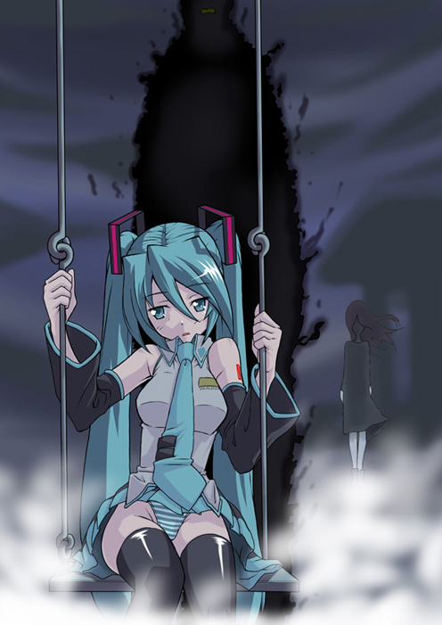 hatsune miku and michiko (vocaloid and 1 more) drawn by hirabaru_kenji