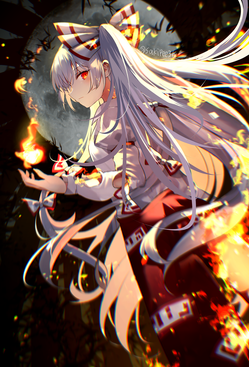 fujiwara no mokou (touhou) drawn by sakizaki_saki-p