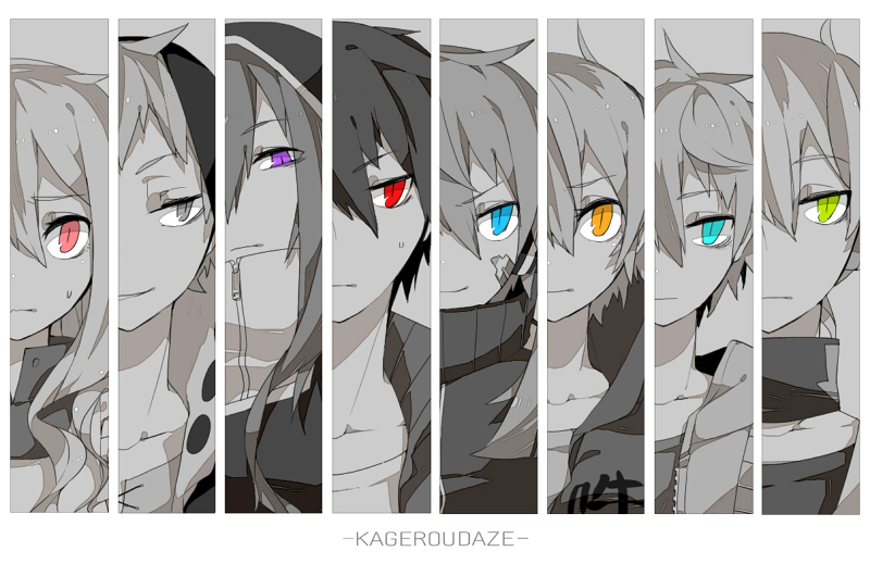 kozakura marry, kisaragi shintarou, kido tsubomi, ene, kano shuuya, and 3 more (vocaloid and 7 more) drawn by mico_(mikomizu)