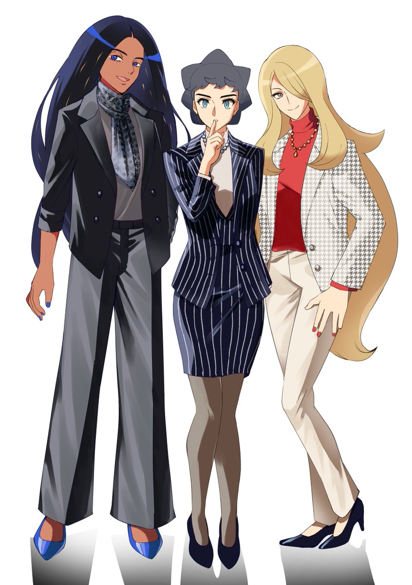 cynthia, geeta, and diantha (pokemon and 3 more) drawn by haniwa_(hnw)
