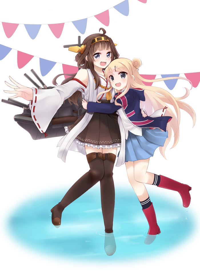 kongou, kujou karen, and touyama nao (kantai collection and 1 more) drawn by ine
