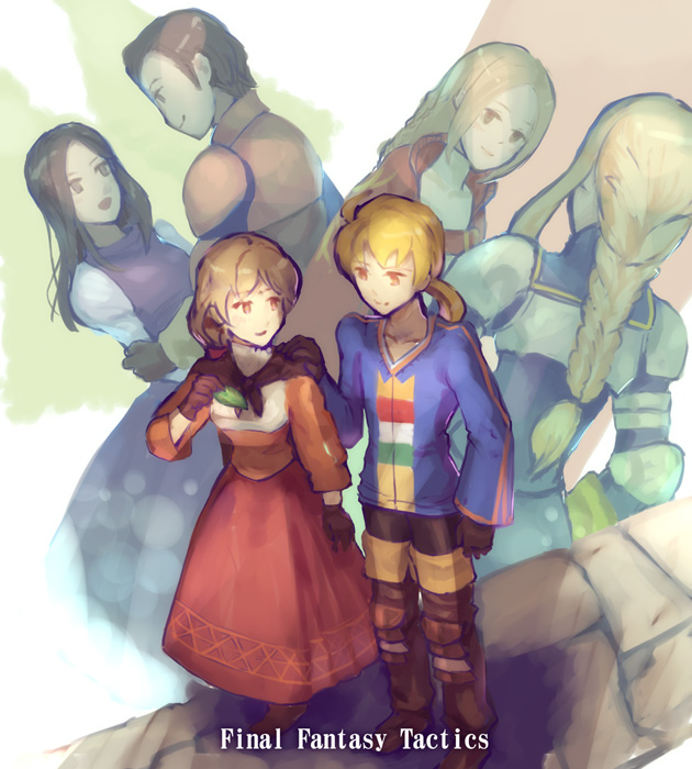 agrias oaks, ramza beoulve, ovelia atkascha, delita heiral, alma beoulve, and 1 more (final fantasy and 1 more) drawn by ochazuke_gohan