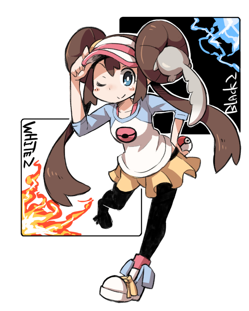 rosa and minccino (pokemon and 1 more) drawn by gunjima_souichirou