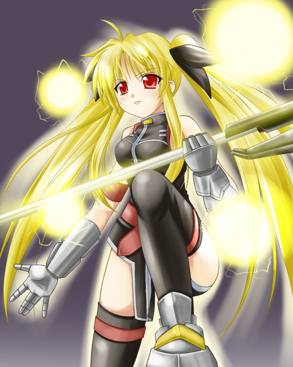 fate testarossa and bardiche (lyrical nanoha and 1 more) drawn by tadokoro_teppei