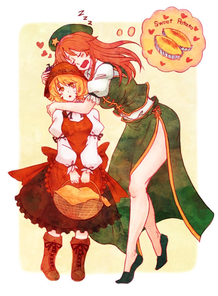 hong meiling and aki minoriko (touhou) drawn by terrajin