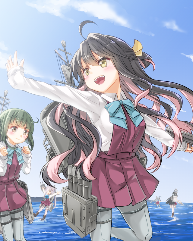 naganami, kiyoshimo, asashimo, hayashimo, and takanami (kantai collection) drawn by higeno_shinshi