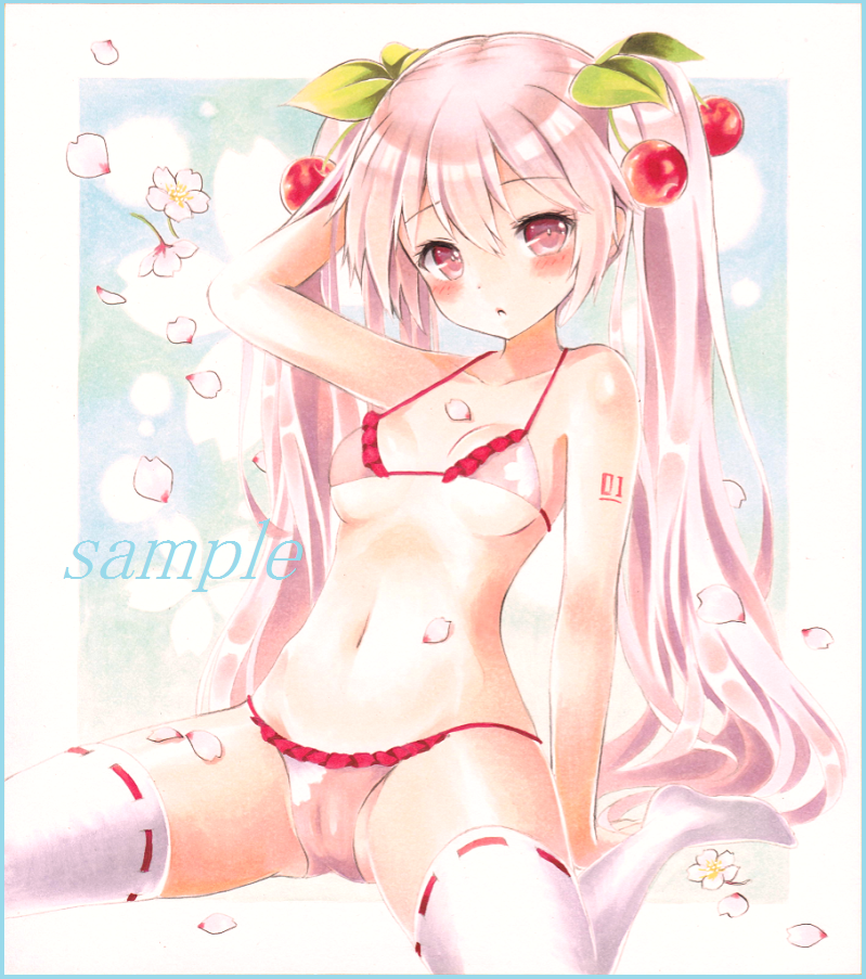 hatsune miku and sakura miku (vocaloid) drawn by watasakura