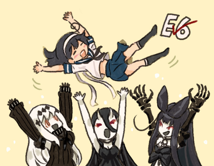 ushio, battleship princess, ushio kai ni, aircraft carrier water oni, and seaplane tender princess (kantai collection) drawn by saiguchi_otoufu