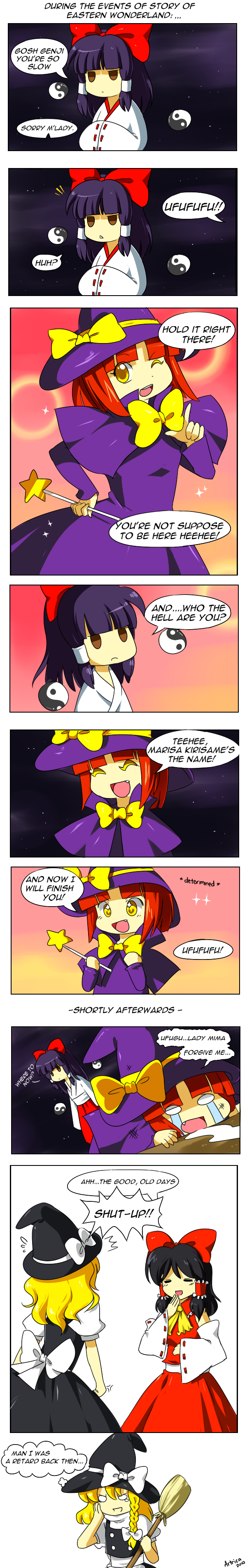 hakurei reimu and kirisame marisa (touhou and 1 more) drawn by artrica