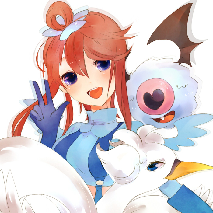 skyla, swanna, and woobat (pokemon and 1 more) drawn by wiiw