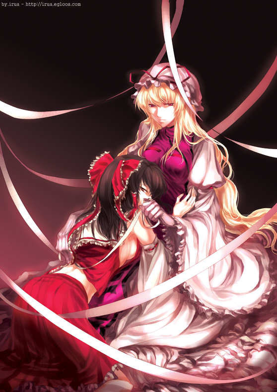 hakurei reimu and yakumo yukari (touhou) drawn by irua