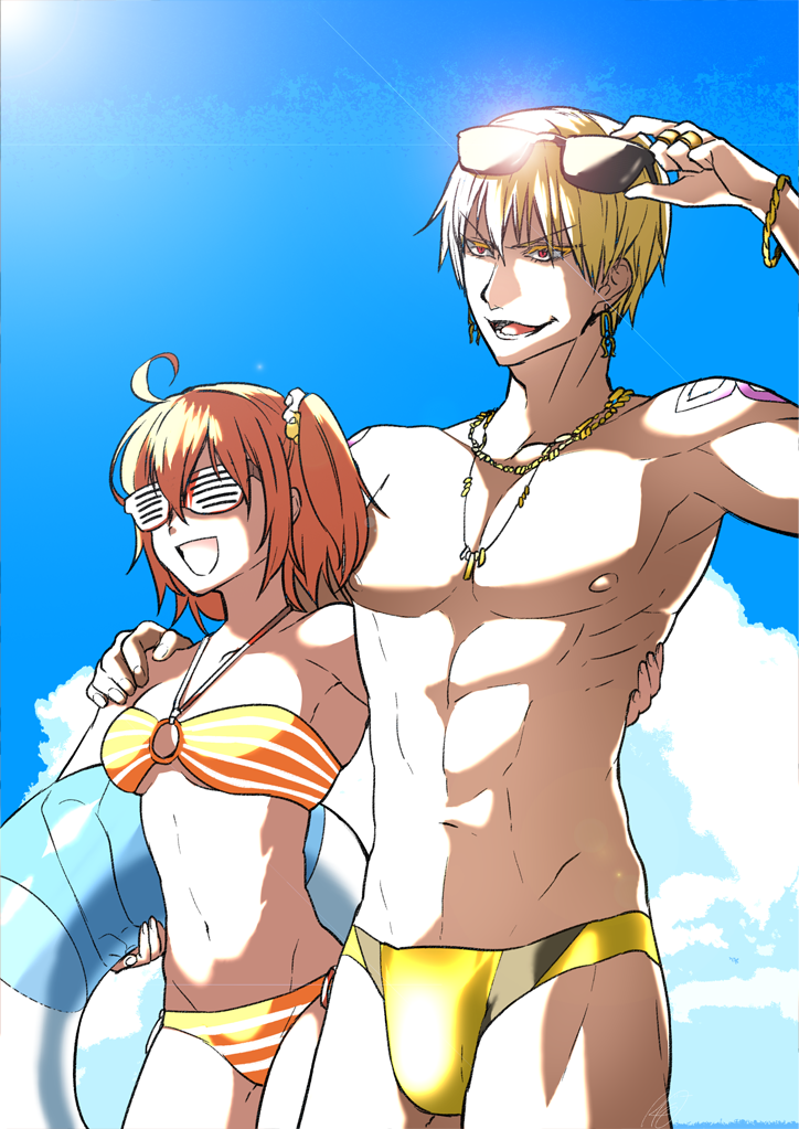 fujimaru ritsuka and gilgamesh (fate and 1 more) drawn by rkp