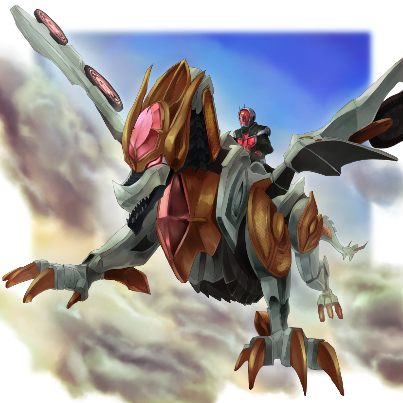kamen rider wizard, flame style, and wizardragon (kamen rider and 1 more) drawn by boris_(noborhys)
