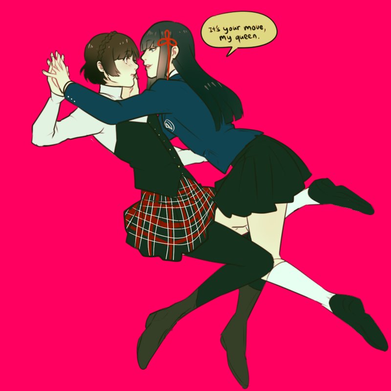 niijima makoto and tougou hifumi (persona and 1 more) drawn by jackettt