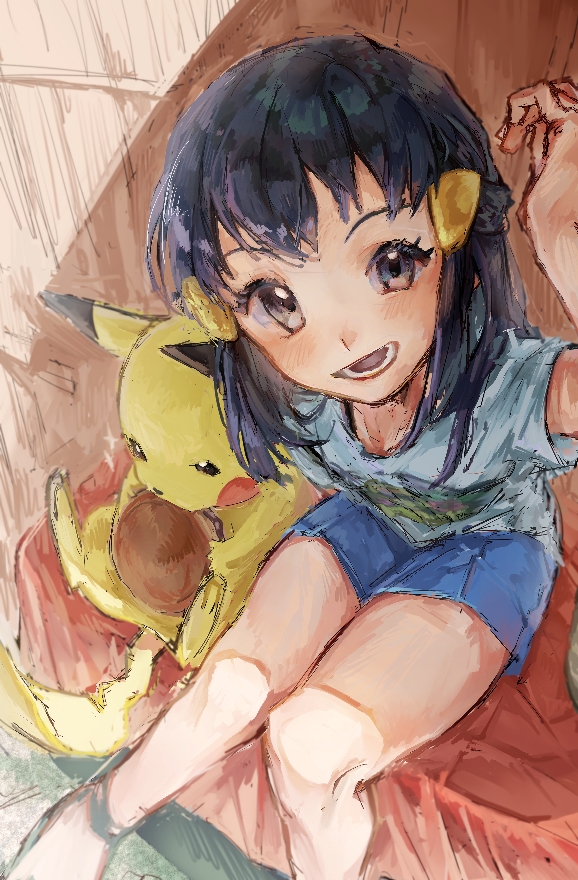 pikachu and akari (pokemon and 1 more) drawn by akebwanwan