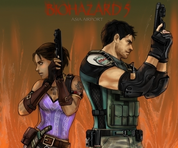 chris redfield and sheva alomar (resident evil and 1 more) drawn by asia_airport