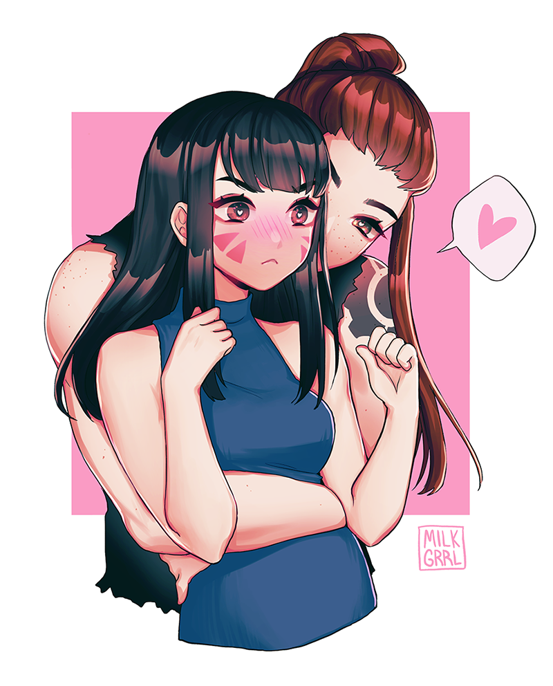 d.va and brigitte (overwatch and 1 more) drawn by shari_cote