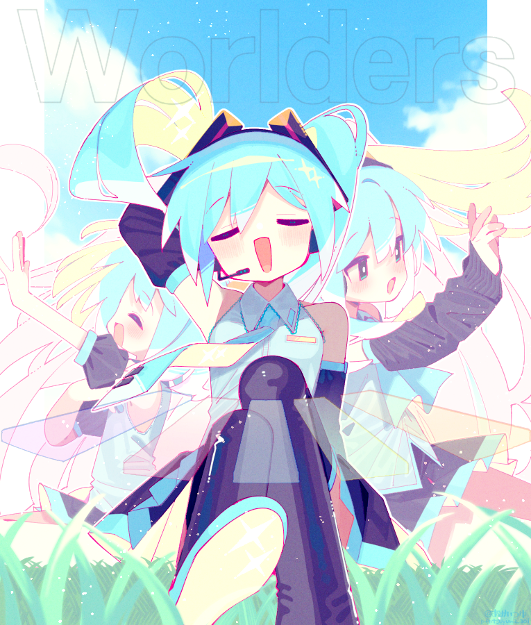 hatsune miku (vocaloid and 1 more) drawn by aoi_tsuyu