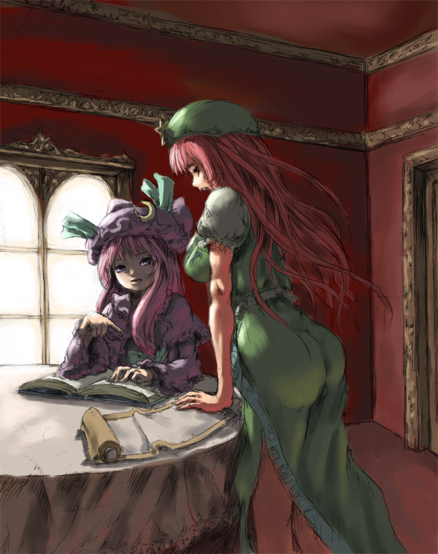 patchouli knowledge and hong meiling (touhou) drawn by katzeh