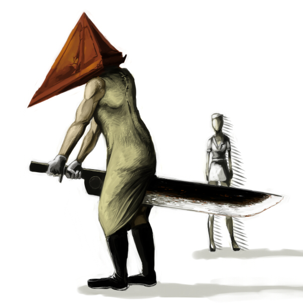 pyramid head and bubble head nurse (silent hill and 1 more) drawn by sakutake_(ue3sayu)