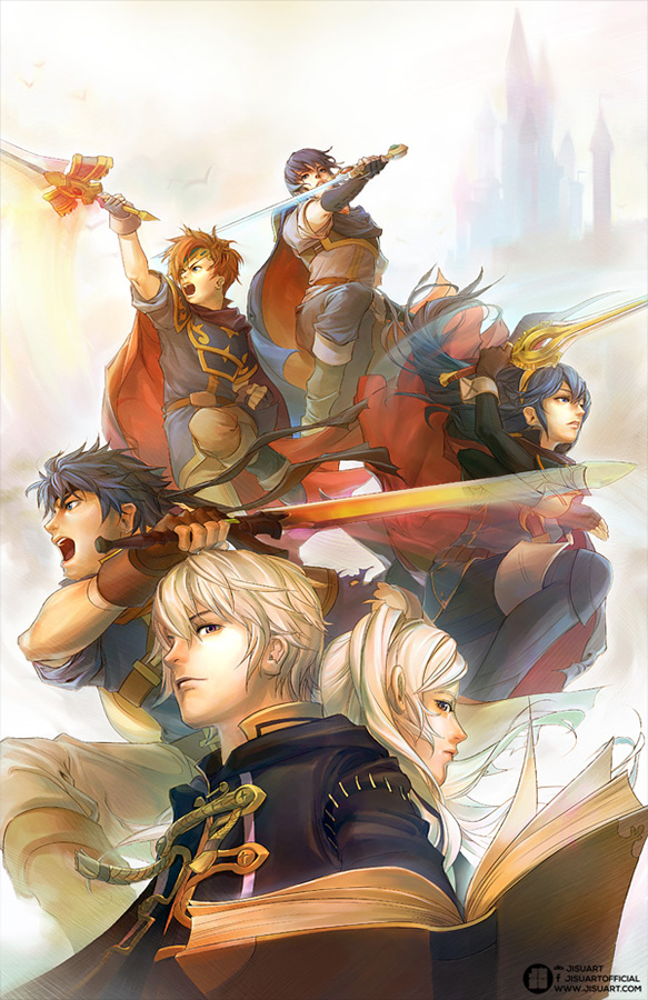 lucina, female robin, ike, male robin, marth, and 1 more (fire emblem and 6 more) drawn by jisuart